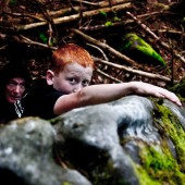 evan eyeing up the final handhold